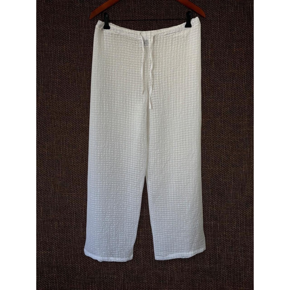 Peppermint Bay White Textured Beach Pants Wide Leg Drawstring Cover Up Large